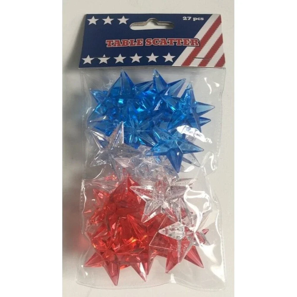 2X Red White Blue July 4th Table Scatter Bowl Filler Patriotic Stars America